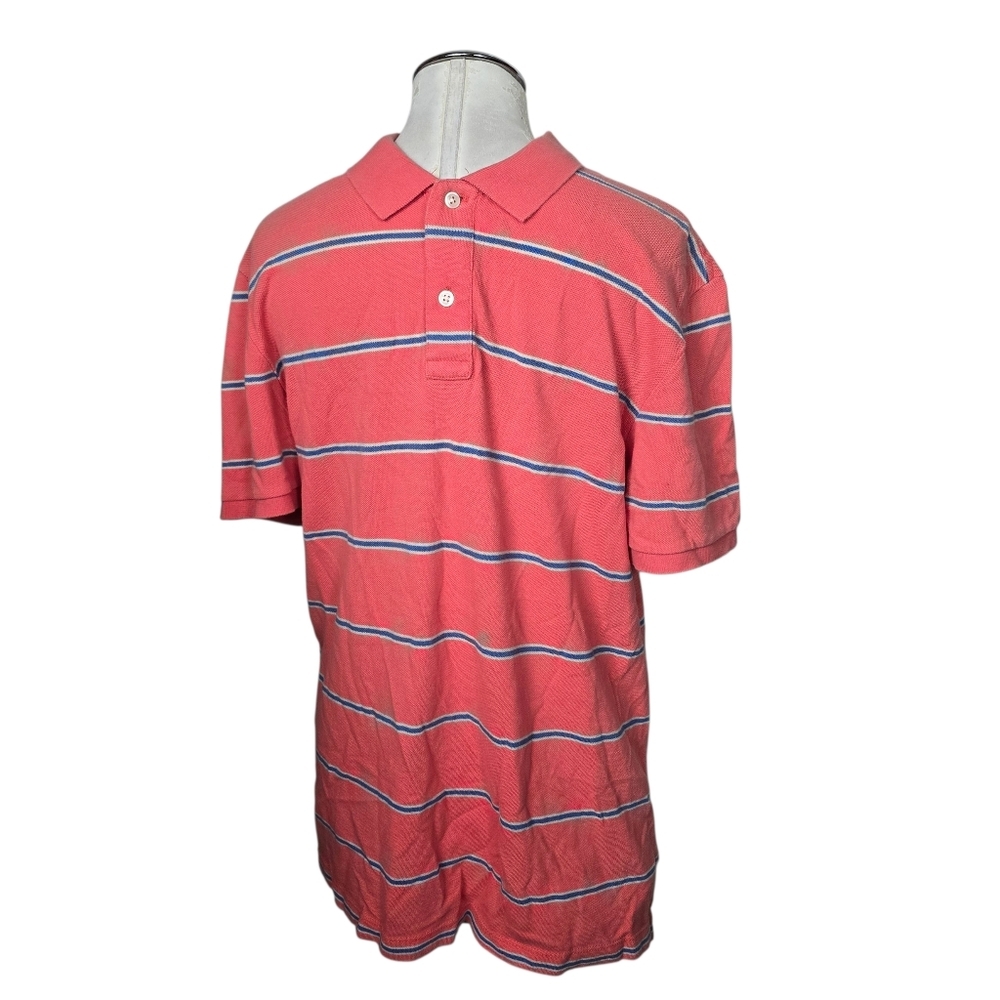Gap Pink Blue Stripes Modern Pique Polo Men's Shirt M